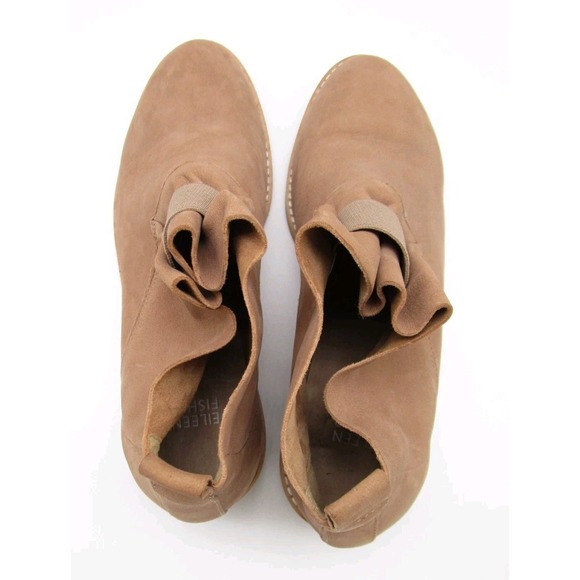 Eileen Fisher Shoes - Eileen Fisher Nude Brown Soft Nubuck Leather Ankle Booties Womens Sz 7.5